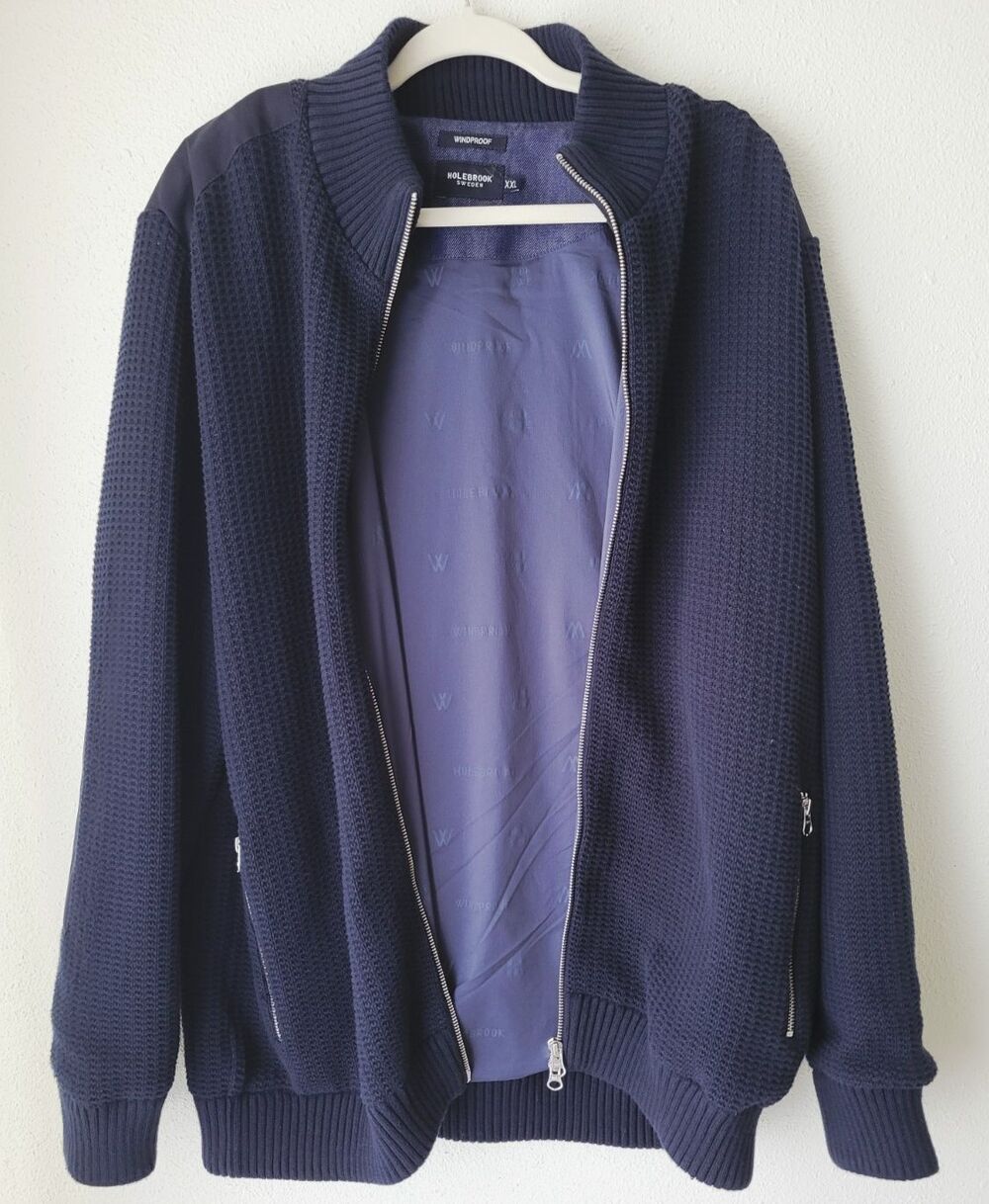Holebrook Sweden Windproof Knit Jacket Men’s XXL Navy Full Zip Rare Archival - Picture 10 of 16
